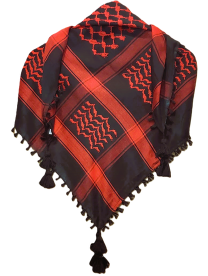 Red on Black Palestinian Style Keffiyeh