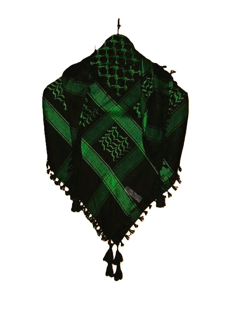 Green on Black Palestinian Style Keffiyeh