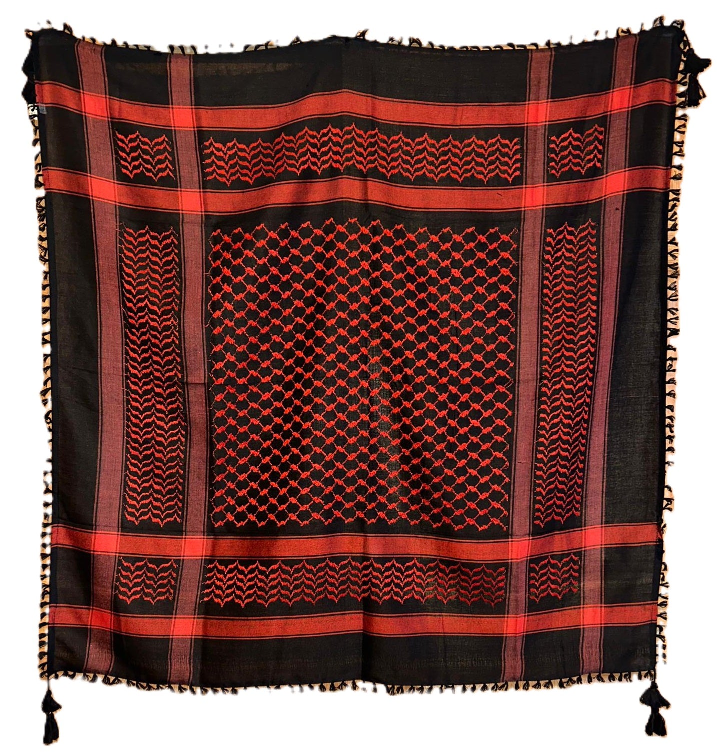 Red on Black Palestinian Style Keffiyeh