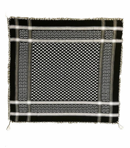 White on Black Palestinian Style Cotton Keffiyeh