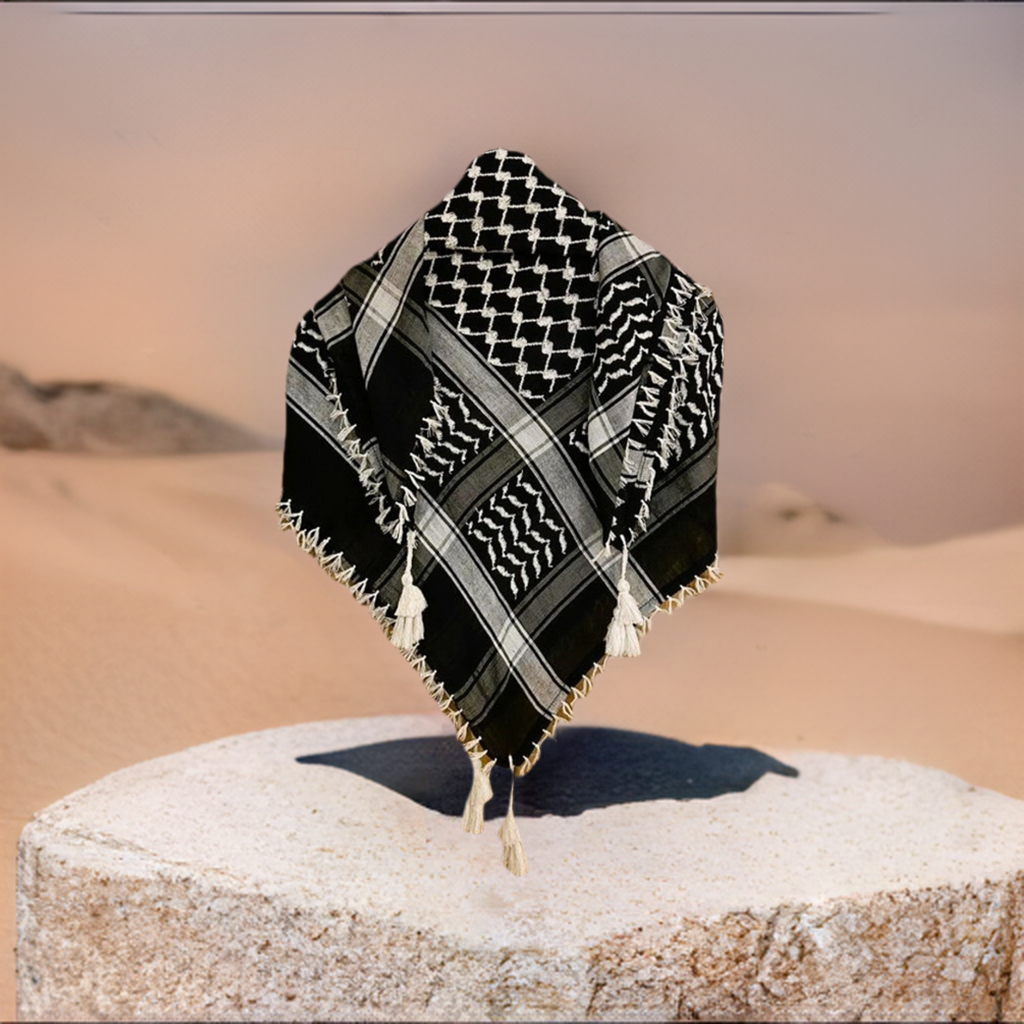 Kefiyah White on Black Palestinian Style Cotton Keffiyeh – The keffiyeh Studio